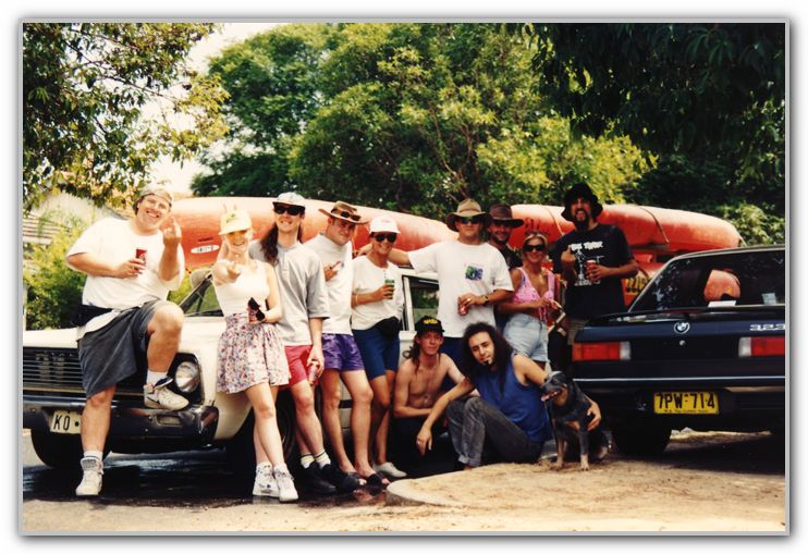 DJ FJ & Friends at the start of their Canoe trip 1995 1